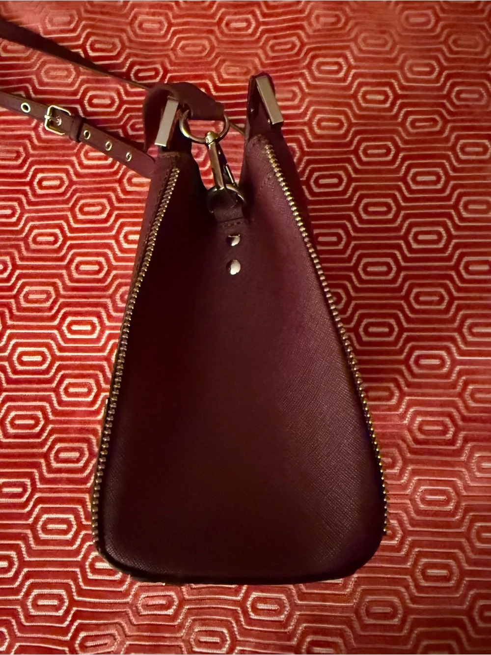 Rebecca Minkoff Designer Burgundy Satchel Bag Top Handle Purse EUC Zippers